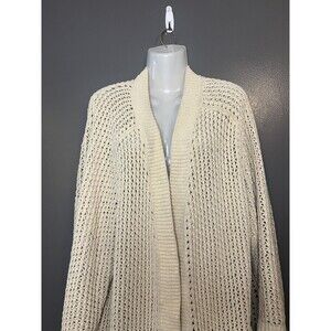 Target Sweater Cardigan Womens One Size White Open Knit Long Pockets Cozy